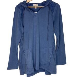 A630233 LOGO LIFE by Lori Goldstein French Terry Pullover Hoodie Steel Blue S